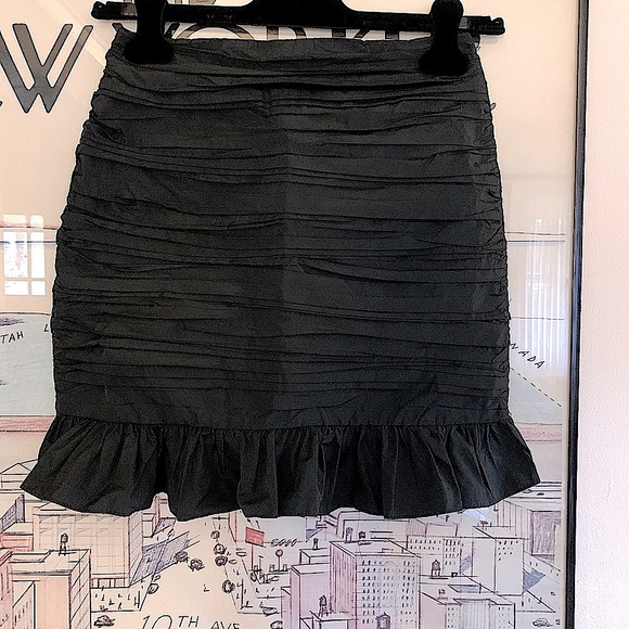 Zara Dresses & Skirts - NWT Zara black rouged evening collection skirt with ruffle size XS